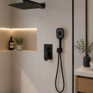 Matte Black Concealed Rainfall Shower System