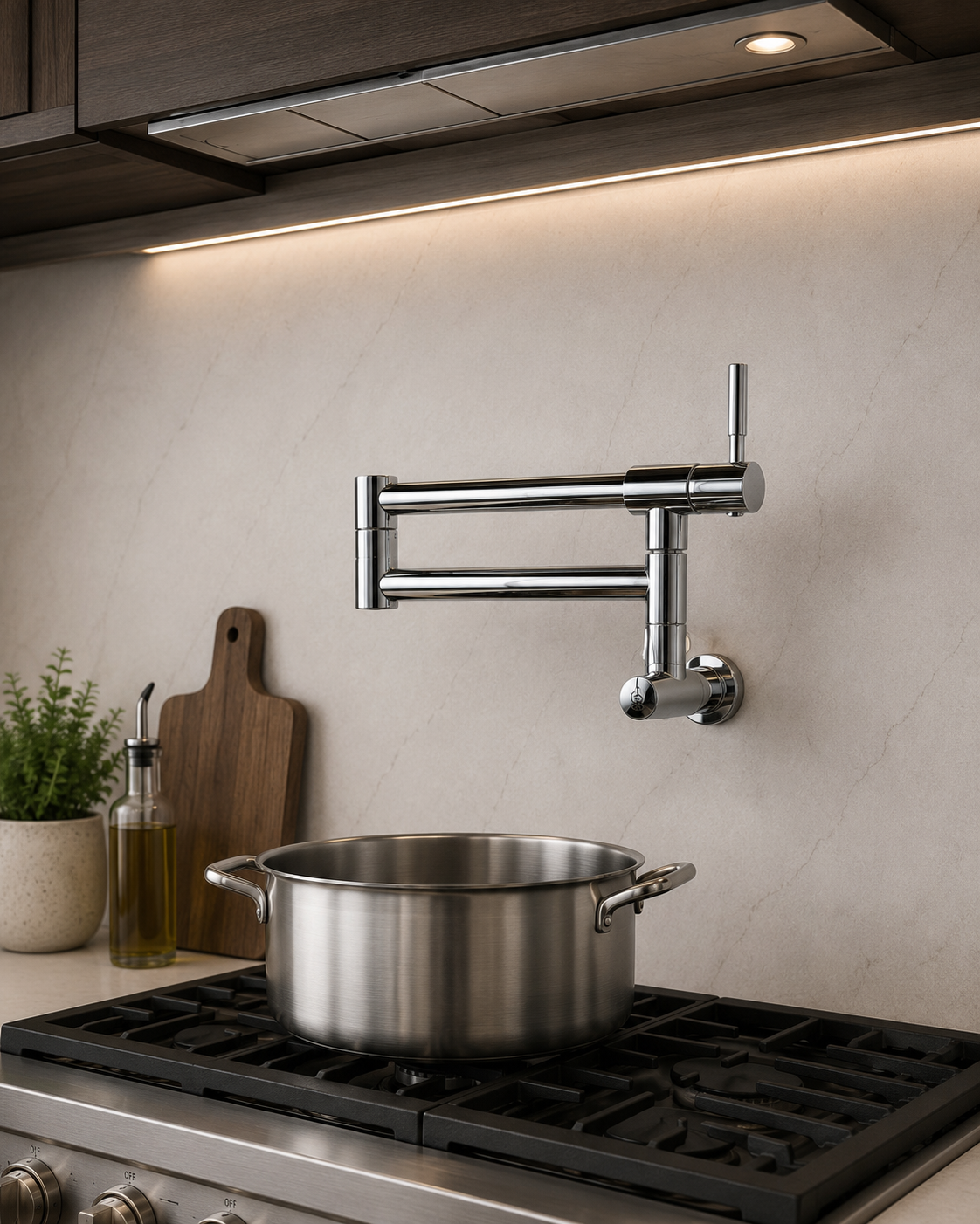 Premium Wall-Mounted Pot Filler Faucet – Polished Chrome