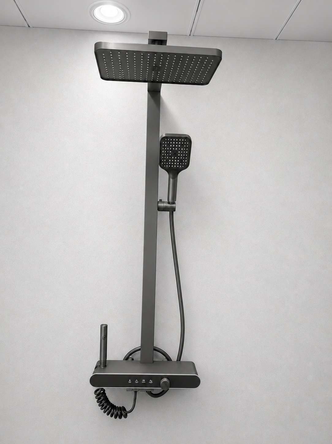 Luxury Thermostatic Rainfall Shower System – Gunmetal Finish