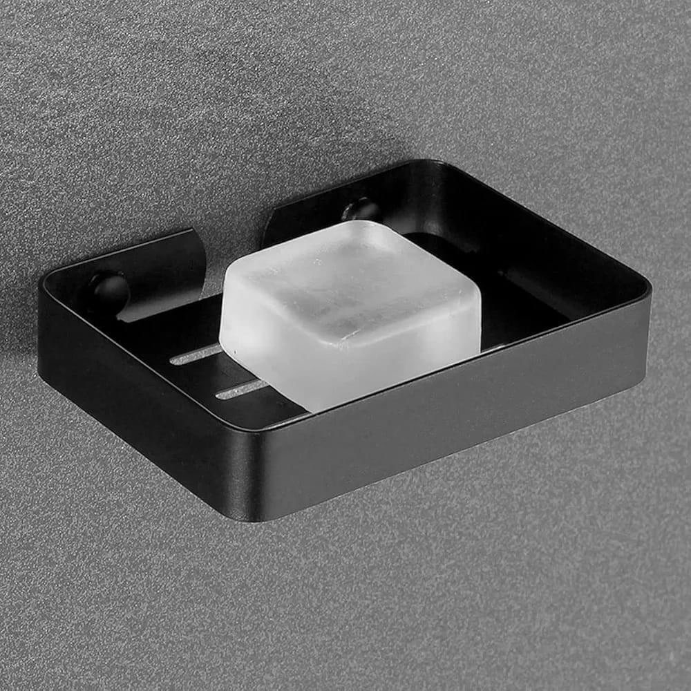 Matte Black Wall-Mounted Soap Dish Holder