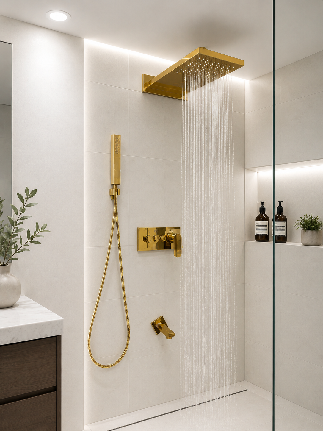 Gold Concealed Thermostatic Shower System