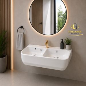 Luxury Double Bowl Wall-Hung Wash Hand Basin