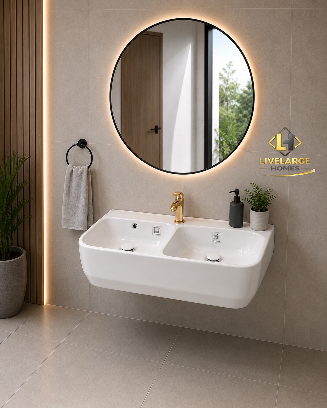 Luxury Double Bowl Wall-Hung Wash Hand Basin