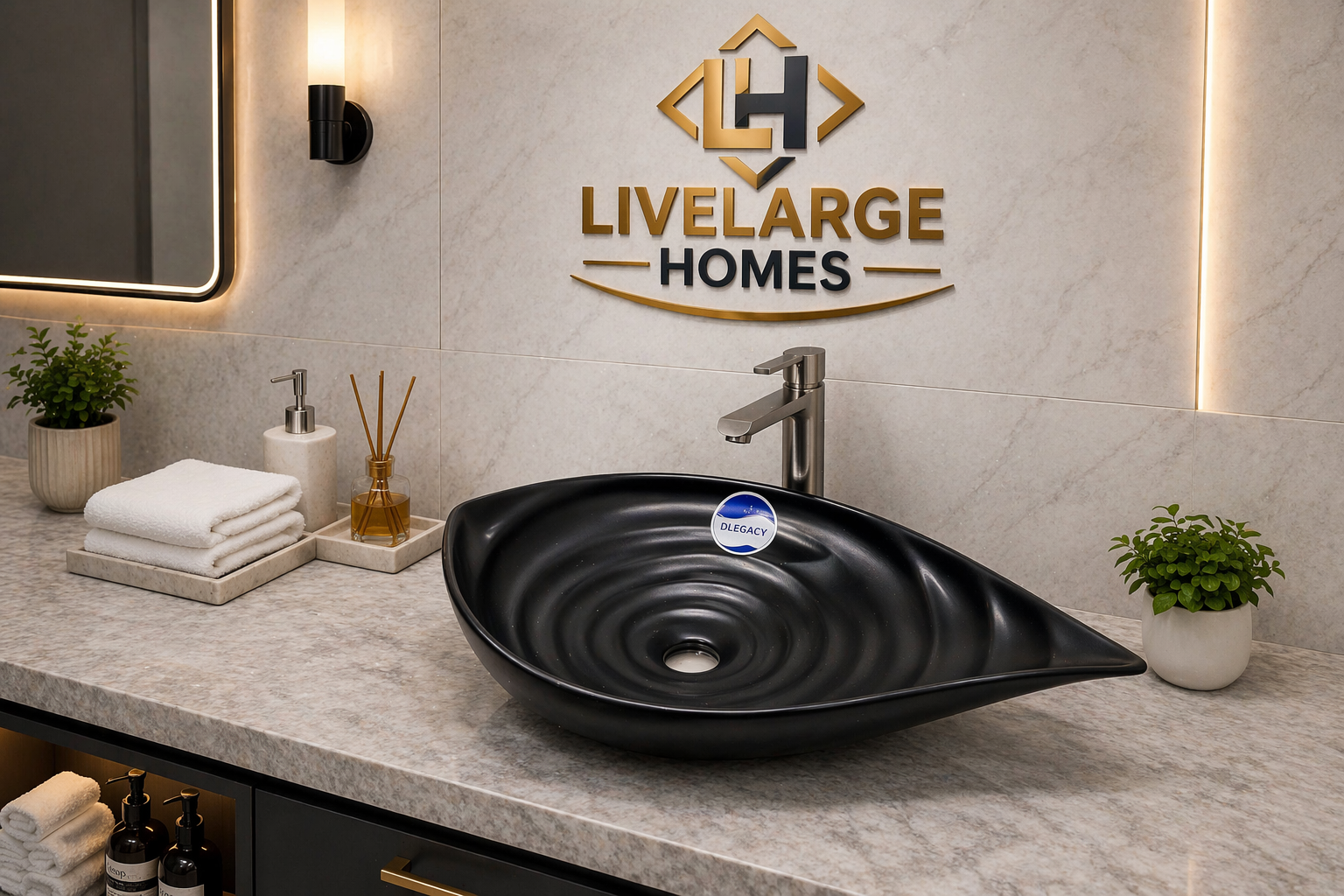 Luxury Matte Black Artistic Countertop Wash Basin