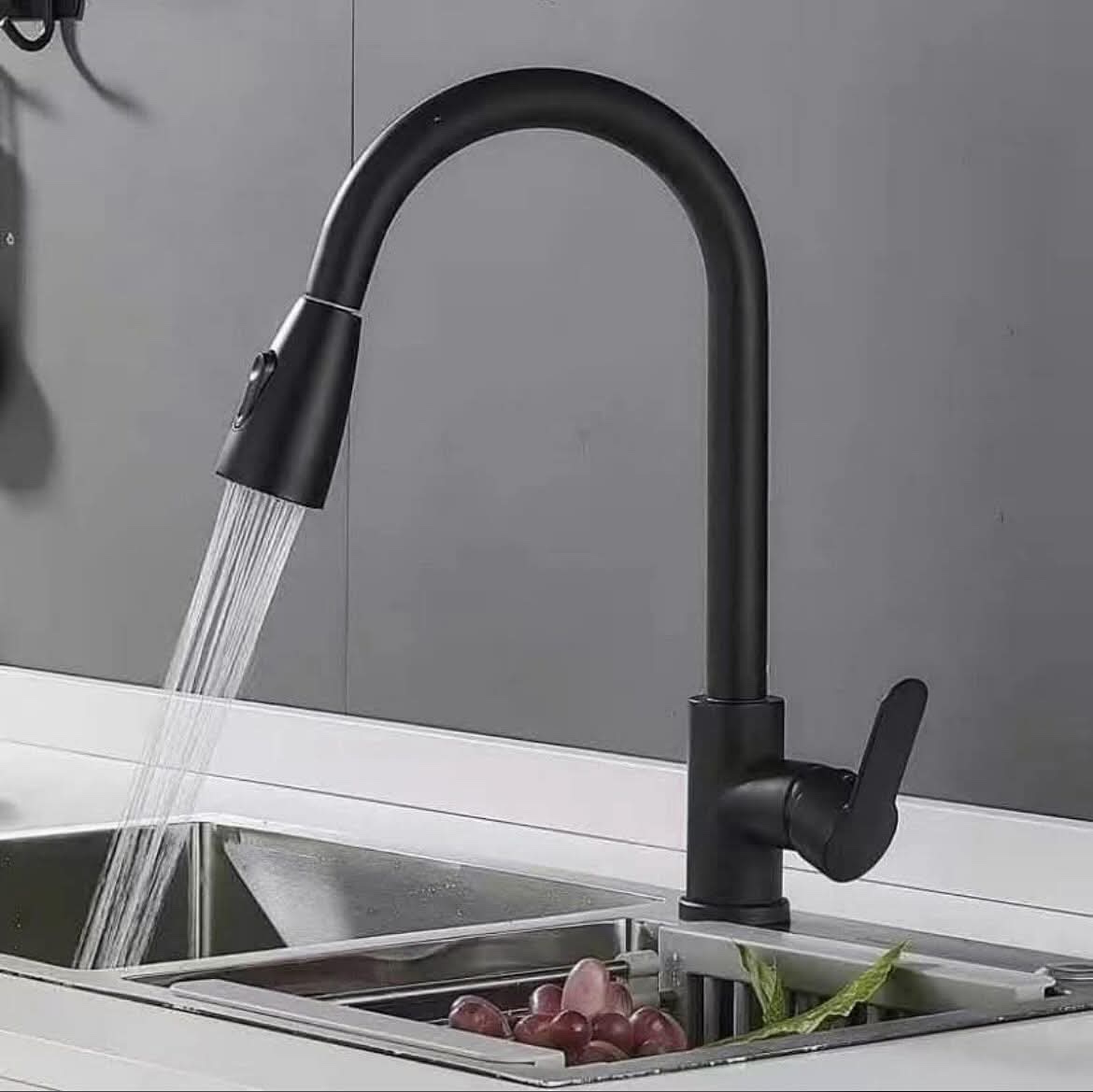 Premium Matte Black Pull-Out Kitchen Mixer Tap
