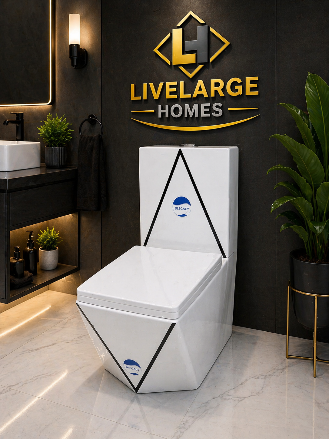 Luxury One-Piece Geometric Water Closet (WC)