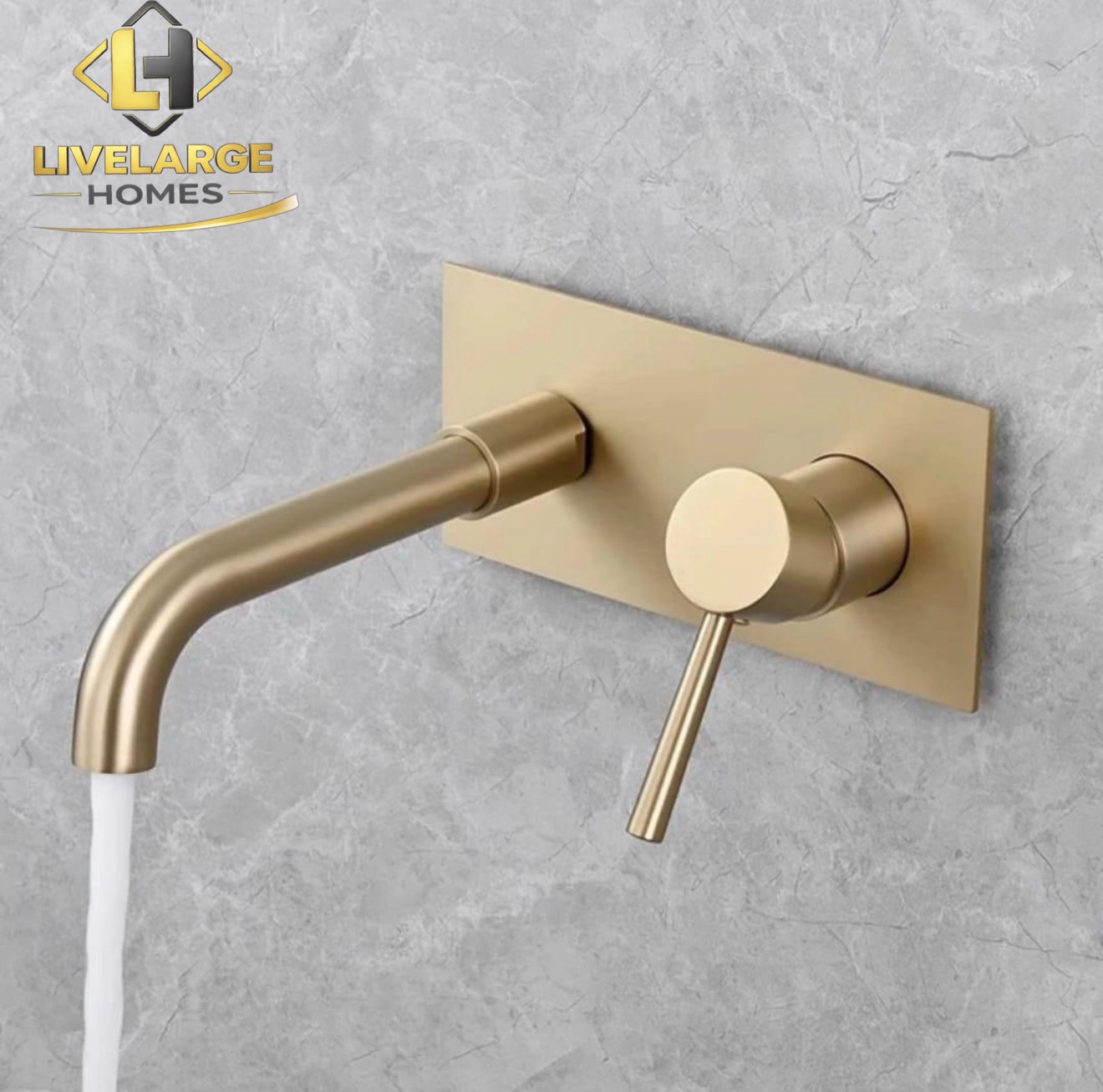 Luxury Brushed Gold Wall-Mounted Basin Mixer Tap