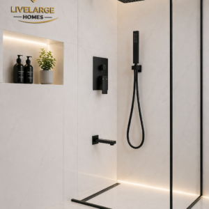 Premium Matte Black Concealed Rainfall Shower System