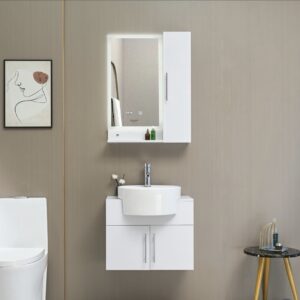 Modern Wall-Mounted Bathroom Vanity Set with LED Mirror Cabinet