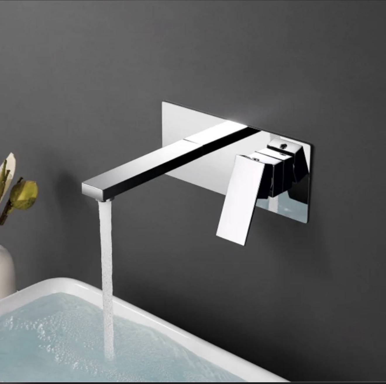 Premium Square Wall-Mounted Basin Mixer Tap