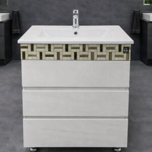 Luxury PVC Bathroom Vanity Cabinet with Ceramic Basin
