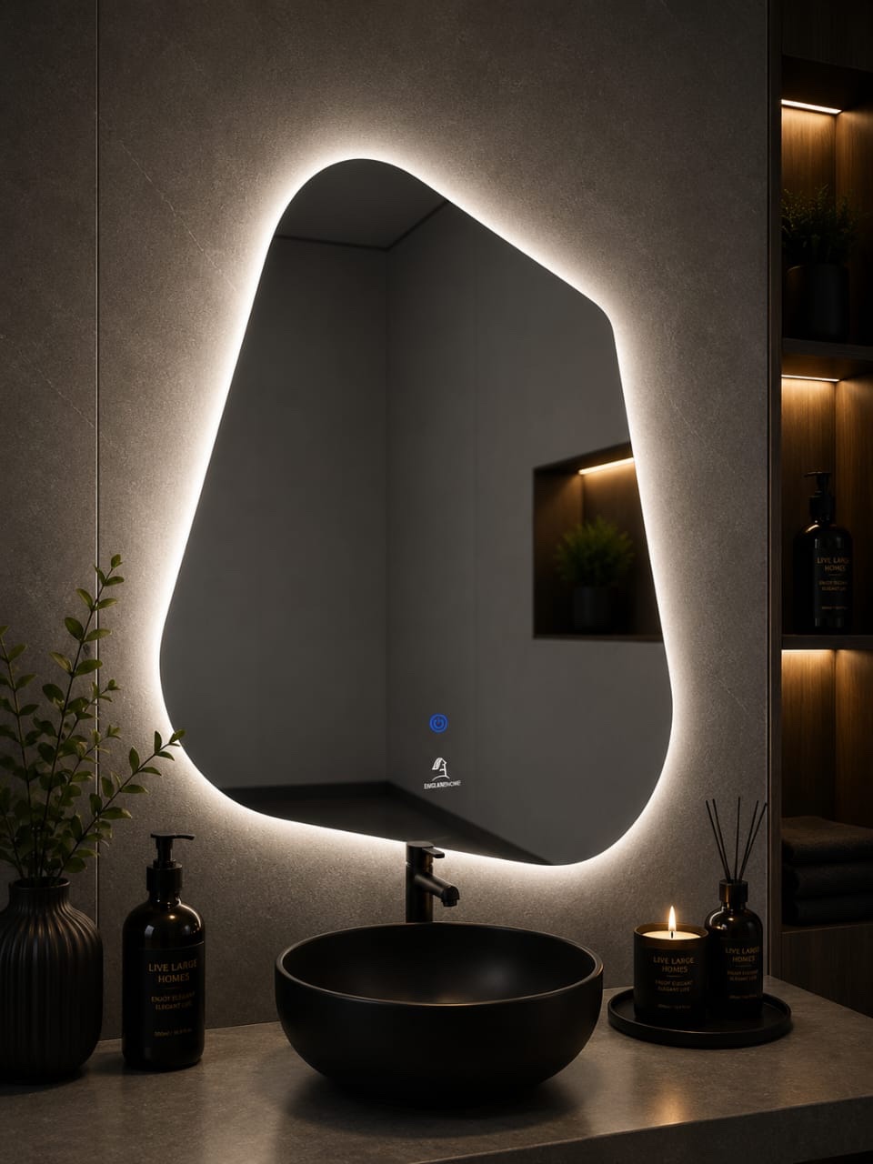 Luxury Irregular LED Smart Bathroom Mirror - Image 2