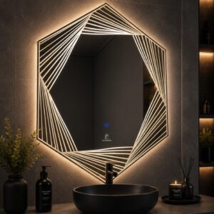 Geometric Hexagon LED Smart Mirror