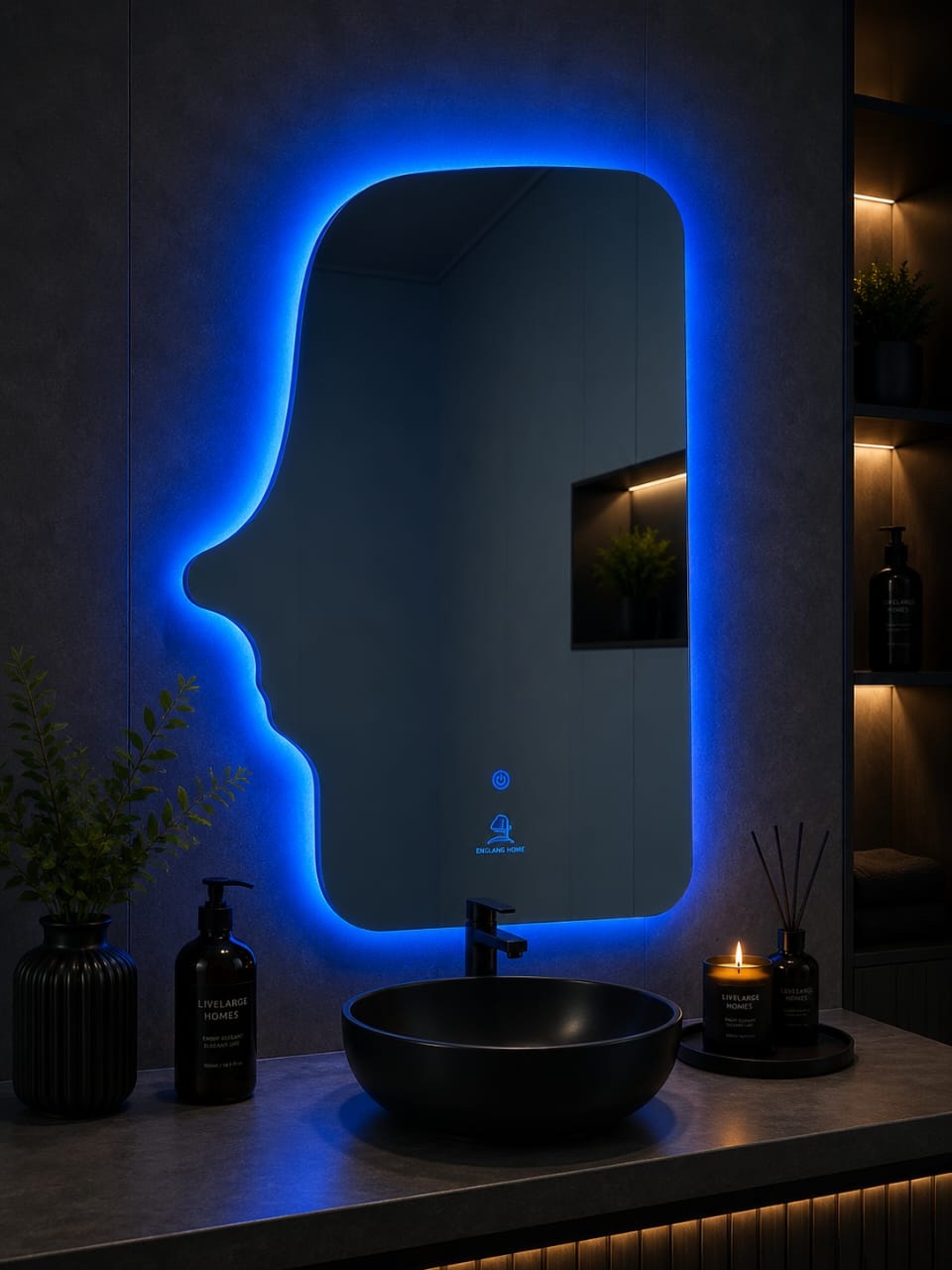 Luxury Asymmetrical LED Smart Bathroom Mirror - Image 2